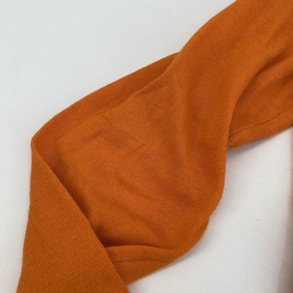 Zara Size L Ruched Long Sleeve Knit Cropped Top Orange Mock Neck Viscose Linen - Picture 10 of 12